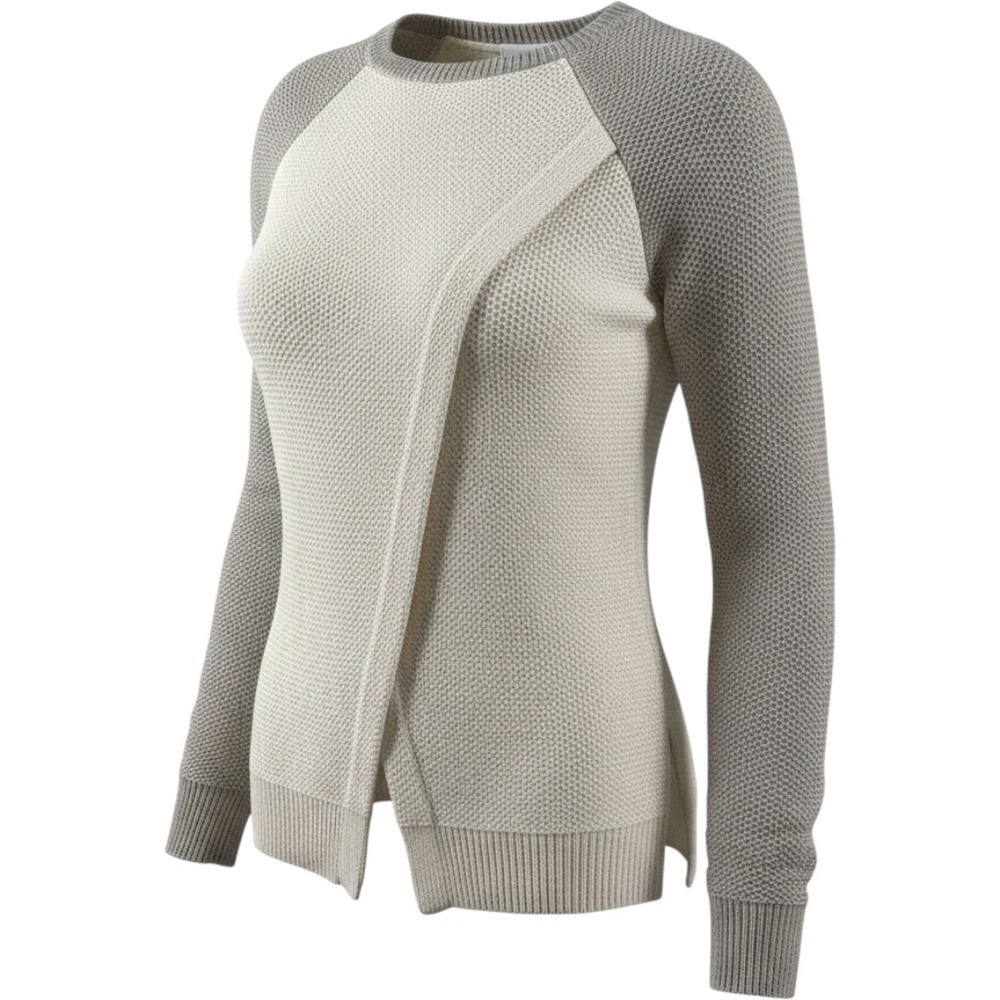 Madewell Womens XS Colorblock Split Back Raglan Sweater Cream Taupe Pullover